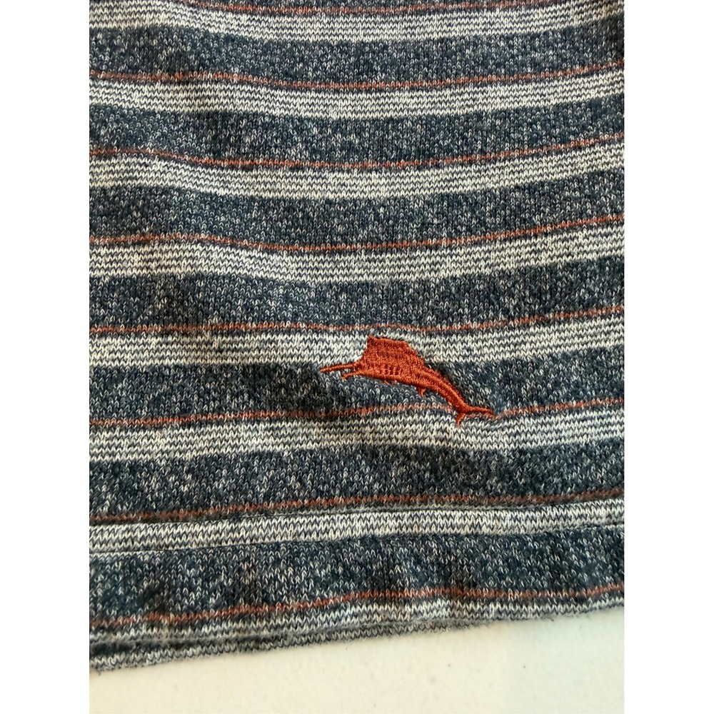 Tommy Bahama women's Large Striped Funnel Neck Pullover Blue Grey knit  L/G - Picture 3 of 11